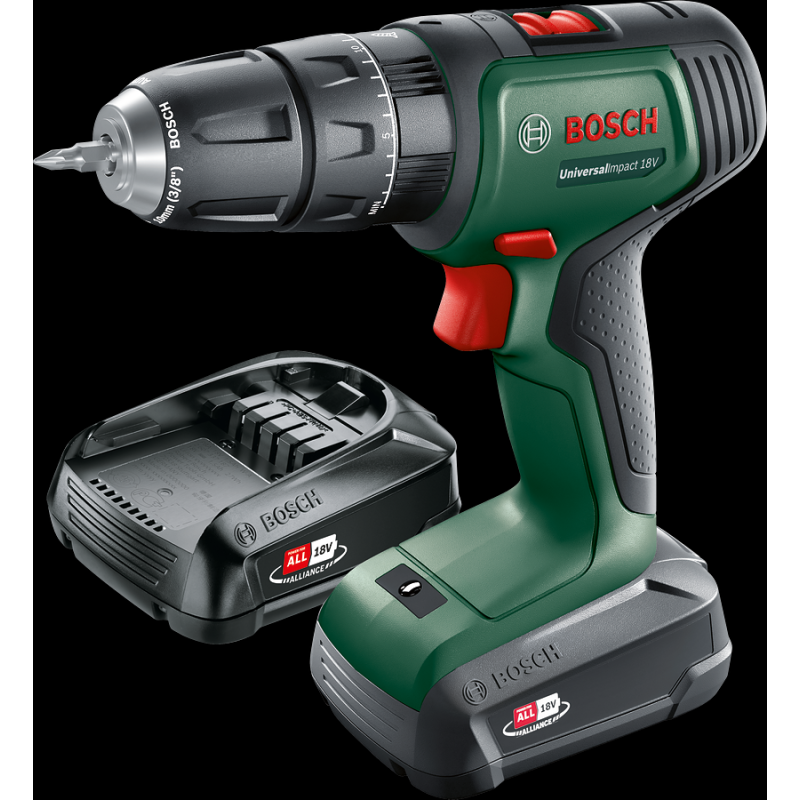 Bosch UniversalImpact 18 + AL1810 CV(Çift Akü, 2x1,5 Ah)