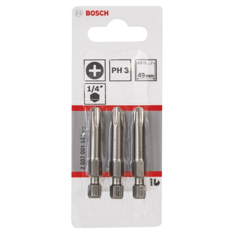 Bosch ExtraHard Vidalama Ucu PH3*49 mm 3 lü
