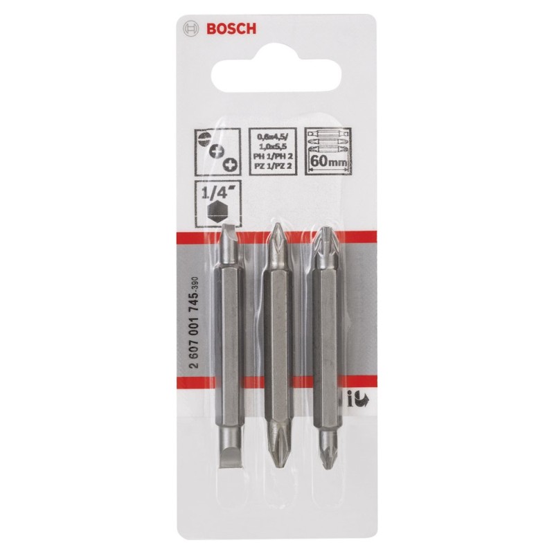 Bosch Çiftli Vidalama Ucu PH12/PZ12/S-S*60 3lü