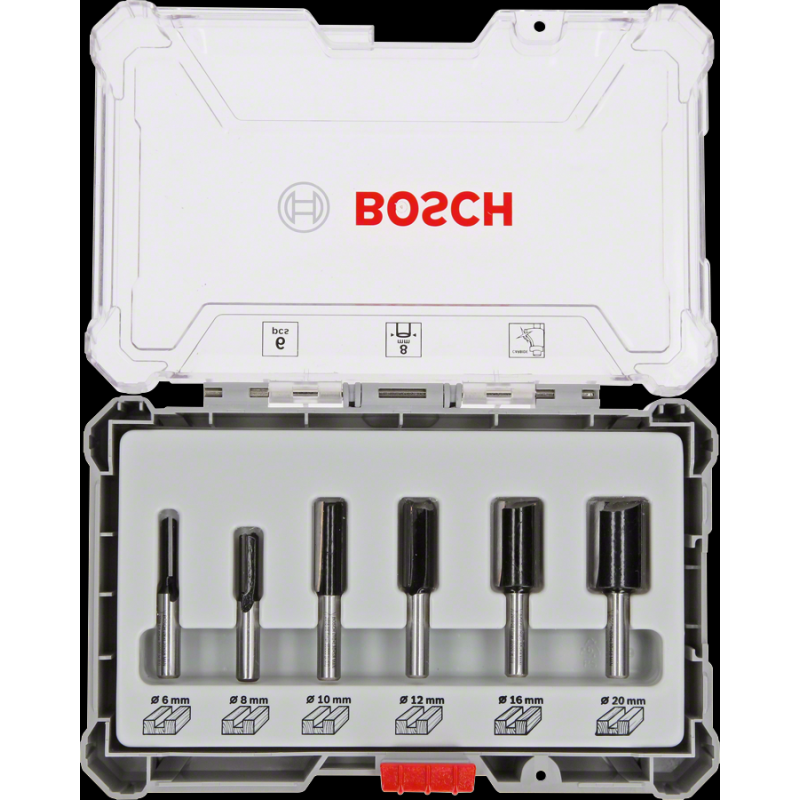Bosch Pro Freze Seti 6 lı Düz 8 mm şaftlı