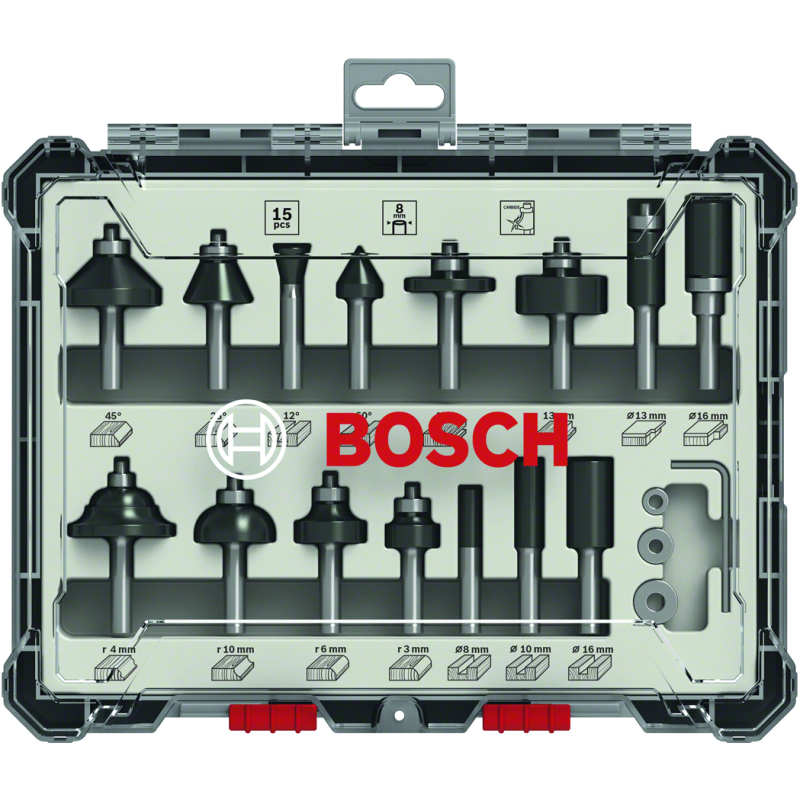 Bosch Pro Freze Seti 15 li Karışık 8mmşaftlı