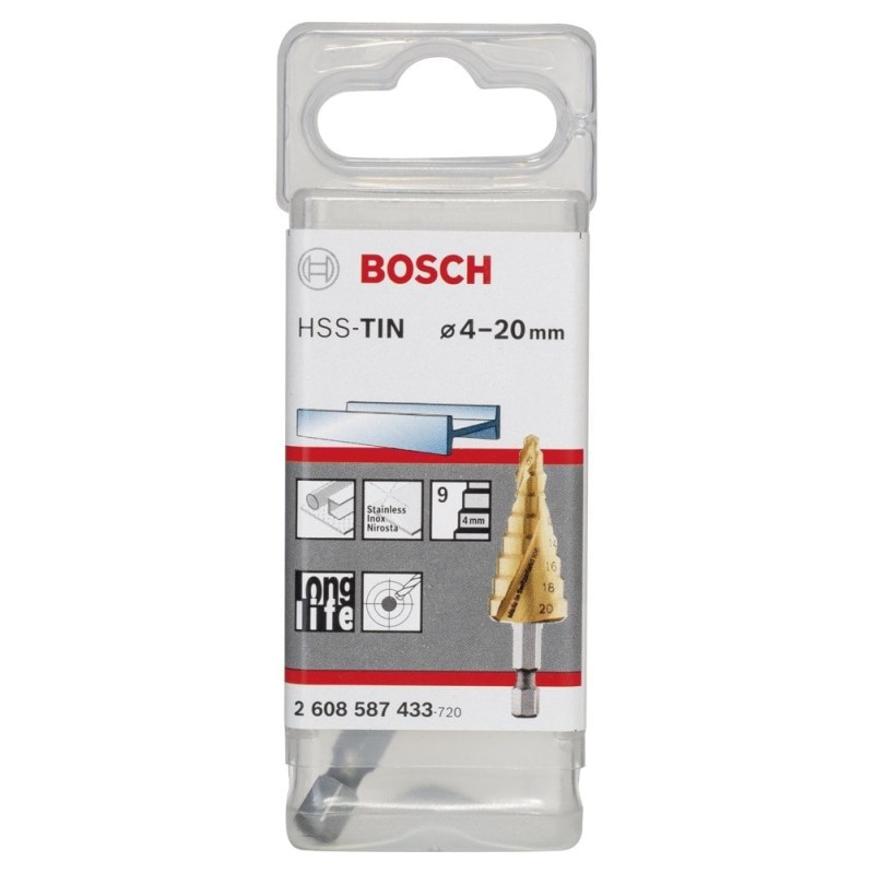 Bosch HSS-TiN 9 Kademeli Matkap Ucu HEX 4-20mm