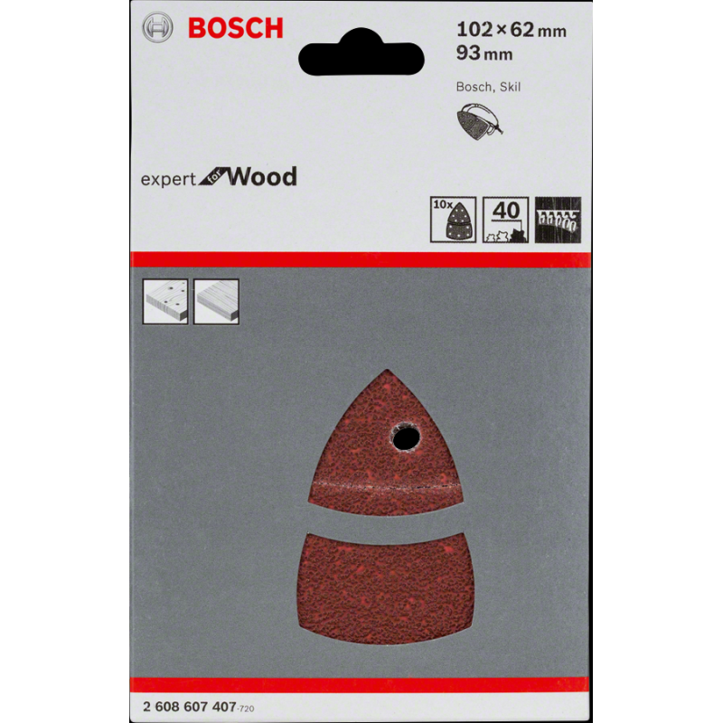 Bosch 102x62x93 mm 40 Kum 10 lu Zımpara Wood
