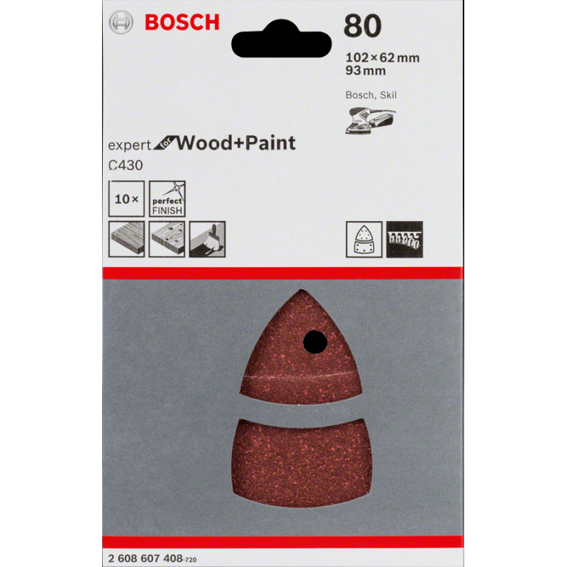 Bosch 102x62x93 mm 80 Kum 10 lu Zımpara Wood