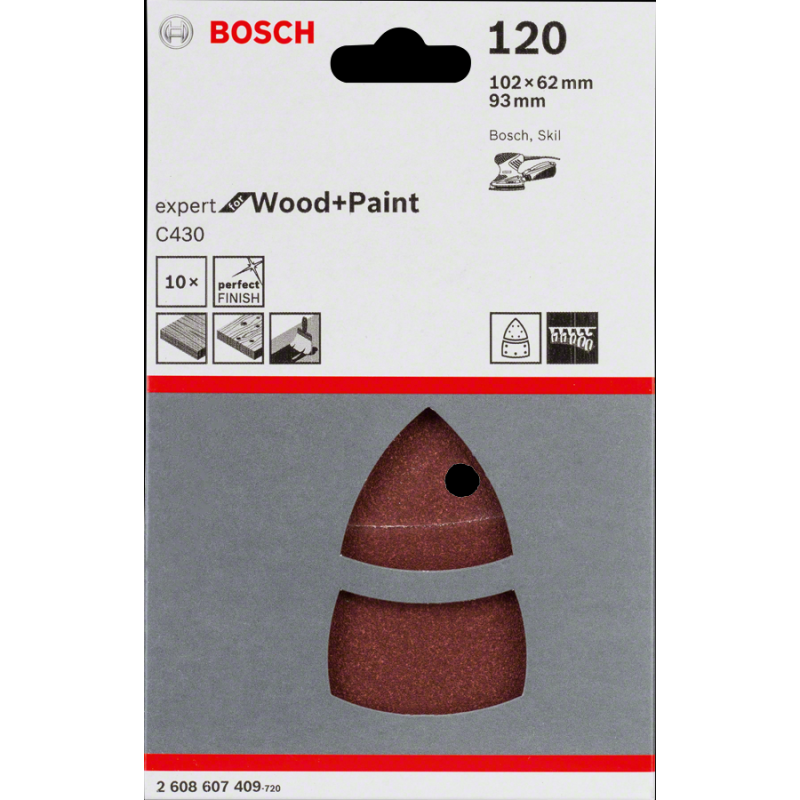 Bosch 102x62x93 mm 120 Kum 10 lu Zımpara Wood