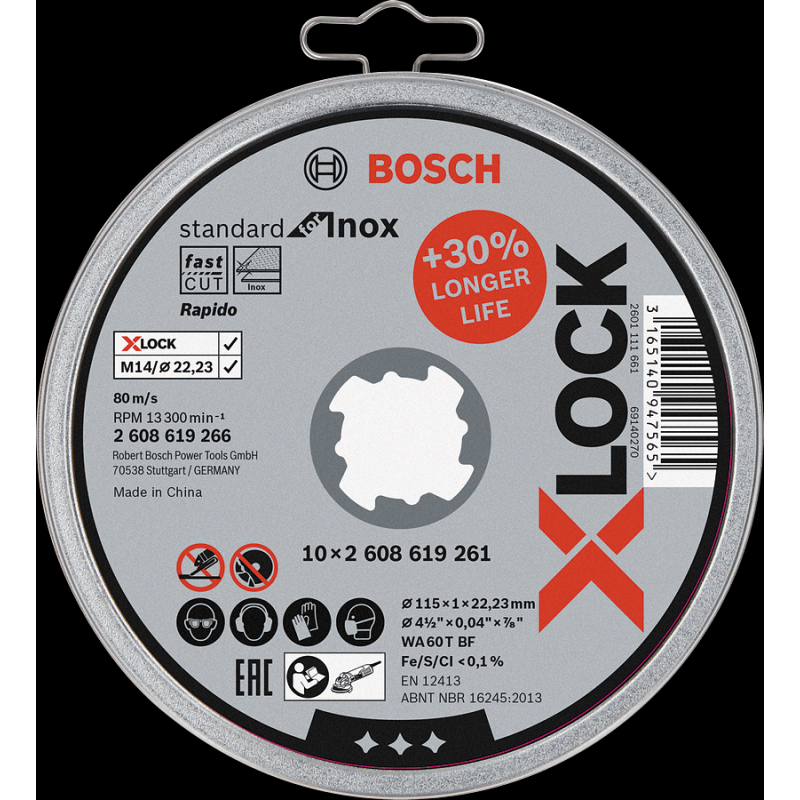 Bosch PRO SS and Metal X-LOCK KesmeTaşı115*1mmDüz10 lu