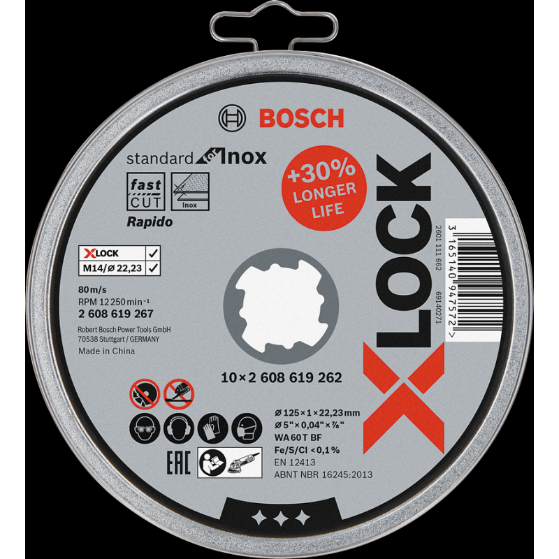 Bosch PRO SS and Metal X-LOCK KesmeTaşı 125*1mmDüz10 lu