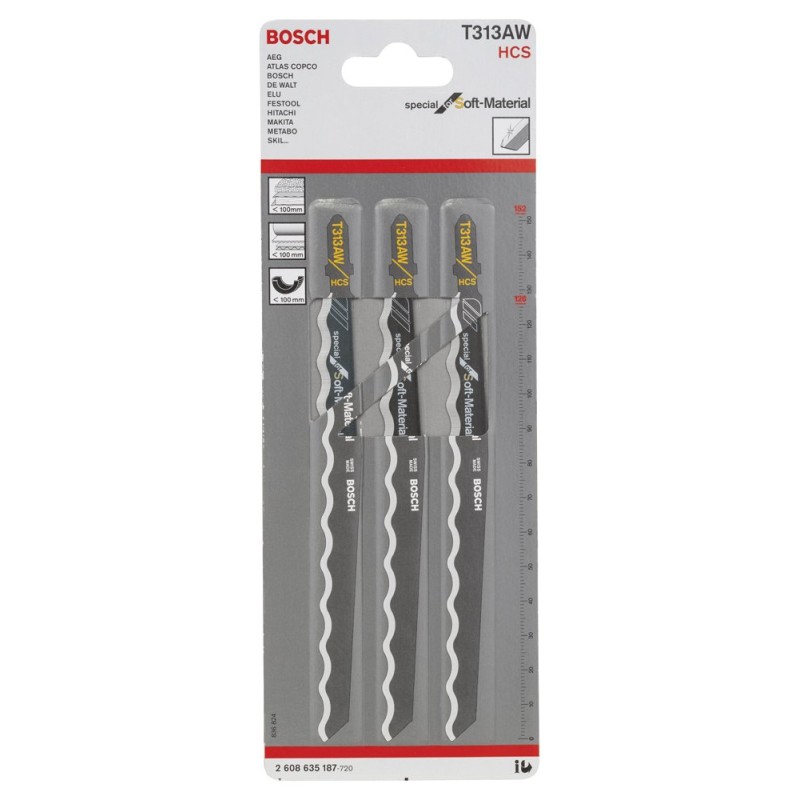 Bosch PRO Soft Material Dekupaj Bıçağı T313AW 3 lü