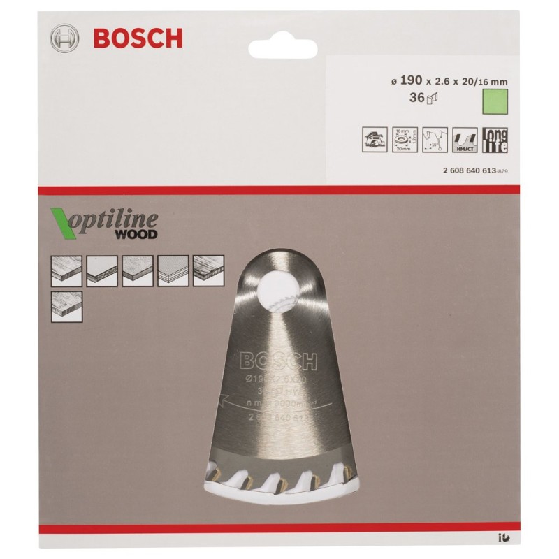 Bosch PRO Wood Daire Test. Bıç. 190*20/16 mm 36 D E