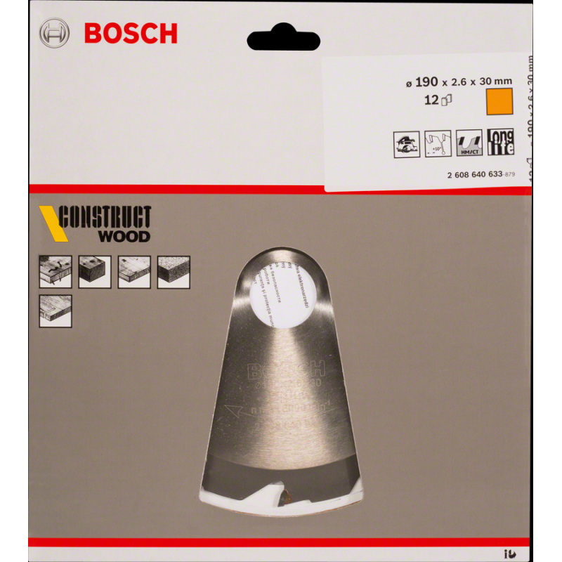 Bosch PRO Construct Wood Daire Test. Bıç. 190*30 mm 12 D E