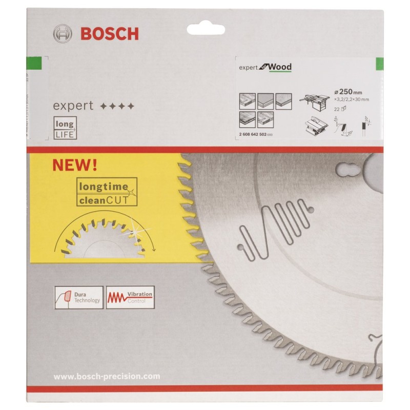 Bosch EXW Daire Test. Bıç. 250*30 mm 22 D T
