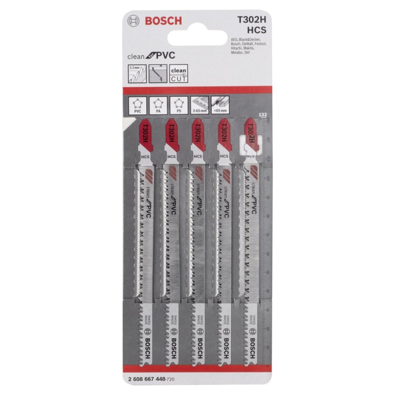 Bosch PRO Plastics PVC Clean Dekupaj Bıçağı T302H 5 li